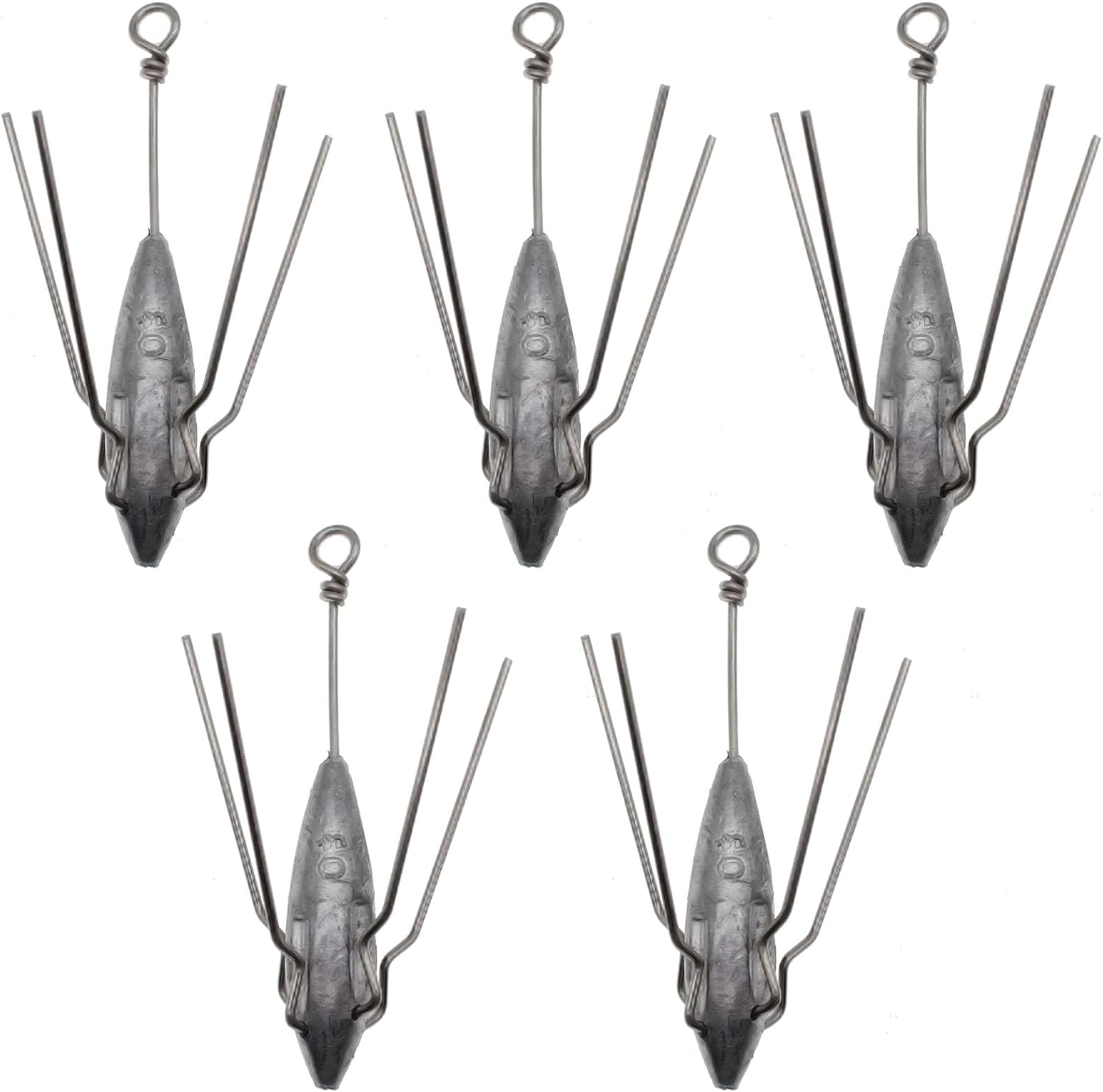 5 Pack Sputnik Sinker Long Tail Surf Fishing Weight Lead 3Oz/4Oz Saltwater Surf Fishing Catfish Beach Casting Sea Fishing Spider Sinker