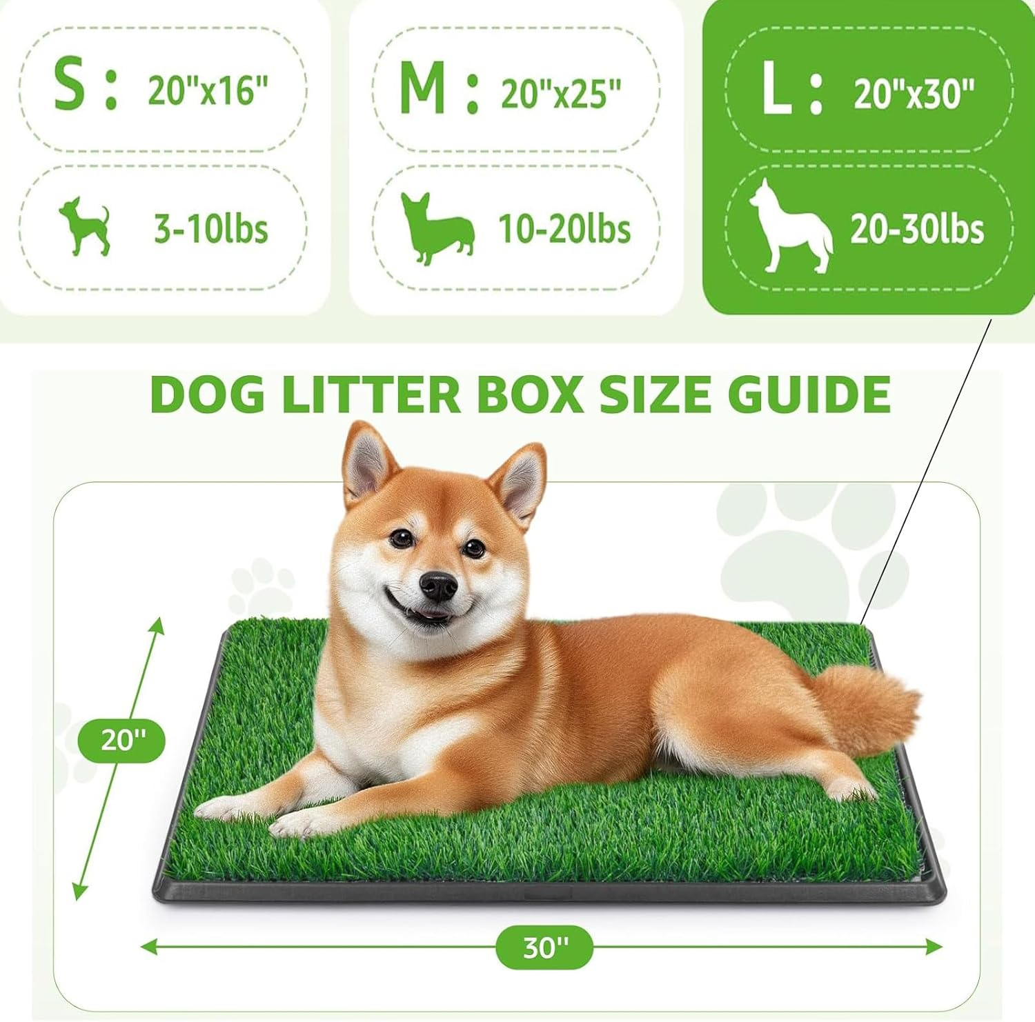 CHONYI Large Dog Grass Toilet with Tray, 20X30In Super Absorbent Dog Grass Pad,4 Layer Pee Pets Potty Pad with 2 Grass Mat 1 Pee Pads,Potty Training Dog Litter Box for Indoor Outdoor image number 5