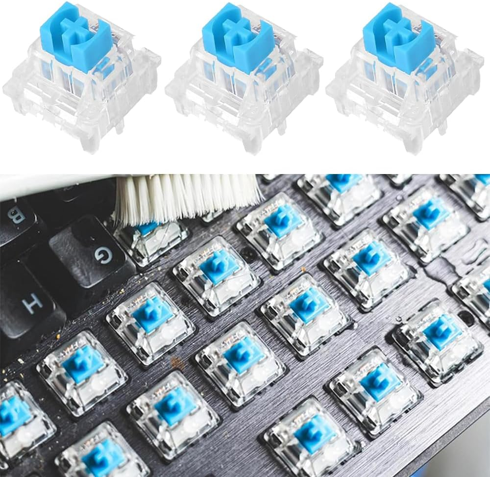 Lymizhuo 20Pcs 3-Pin Blue Keyboard Switches - Dustproof Mechanical Keyboard Clickers for Gaming Keyboards | Smooth & Durable Replacement Switches image number 2
