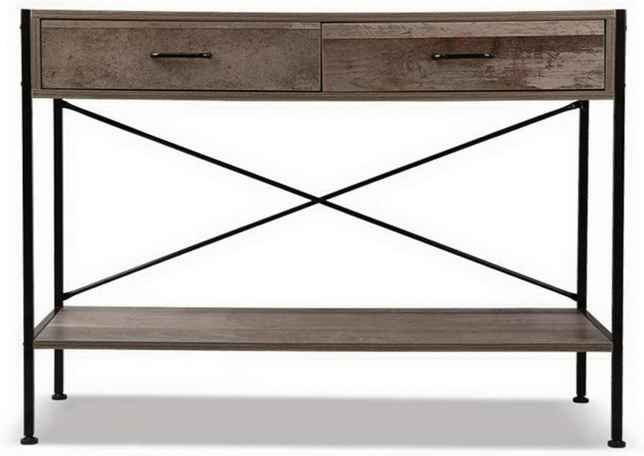 Artiss Console Table, Wood Side Hallway Tables Desk Drawers Display Home Bedroom Office Living Room Entryway Furniture, with 2 Drawer 15Mm Particle Board Spacious Storage Space White image number 5