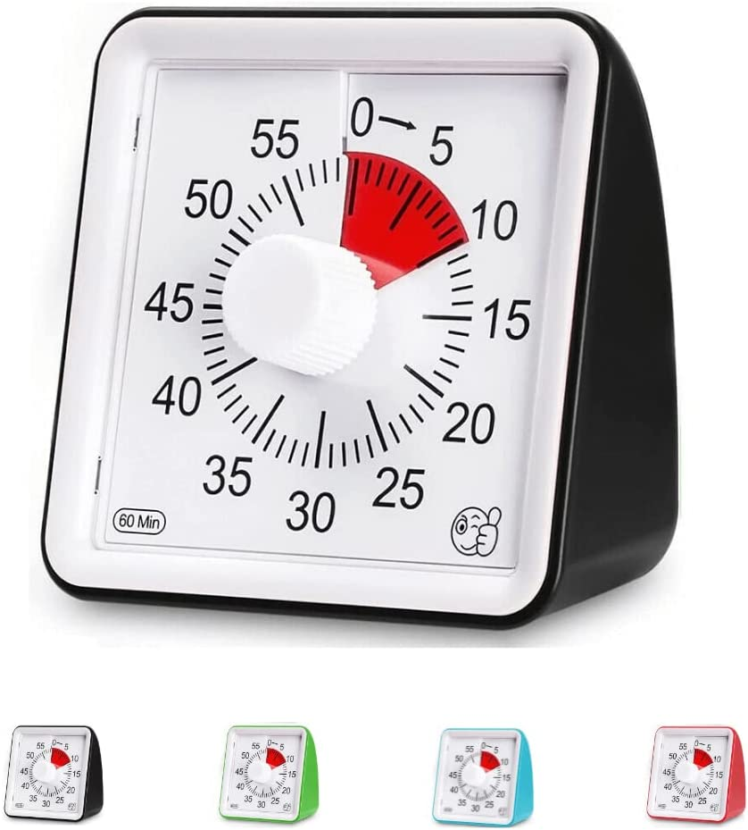 60-Minute Visual Countdown Timer for Kids and Adults, Classroom Time Management Clock (Large, Black)