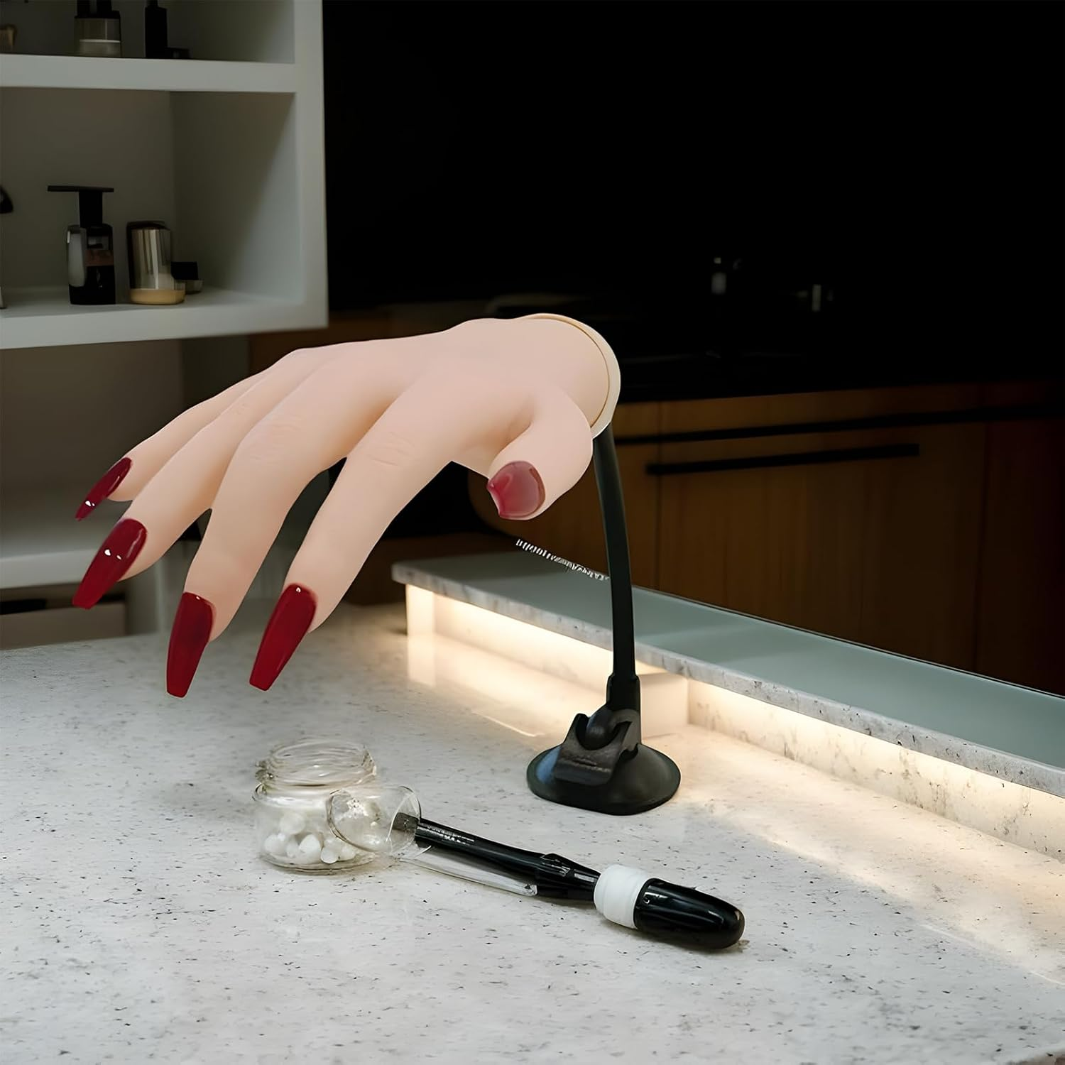 Nail Practice Hand - Practice Nail Hand | Silicone Soft Fingers Model with Jelly Glue Suction Cup Beginner-Friendly for Student Education Women Salon Demonstration image number 4