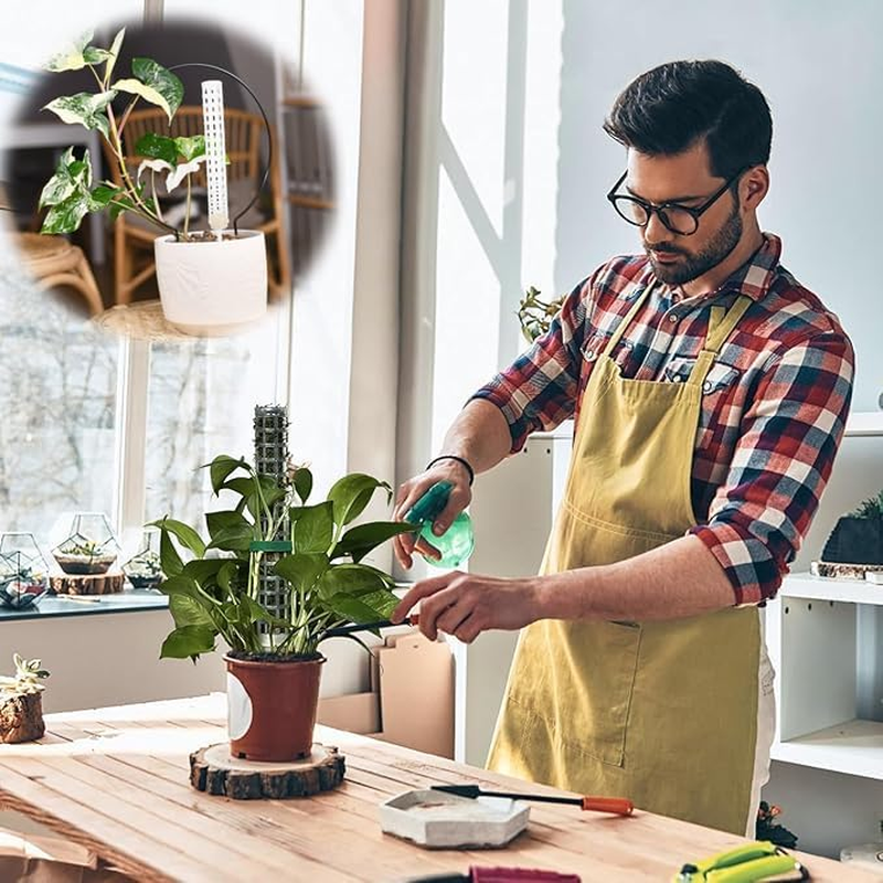 4-Piece Stackable Moss Pole Plant Support with Green Mesh Climbing Stakes for Indoor Plants, Potted Plant Climbing Aid, Moss Pole for Monstera, Ivy, Pothos and Other Climbing Plants image number 1