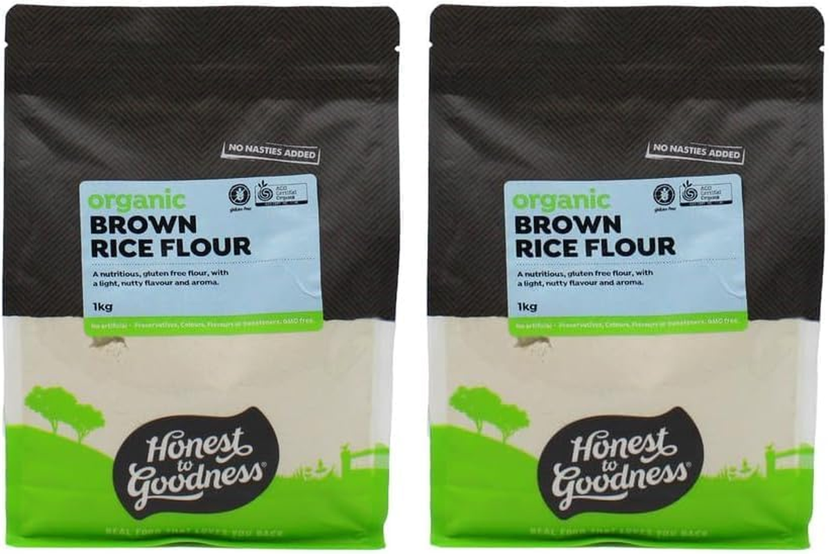 Honest to Goodness, Organic Brown Rice Flour, 1 Kilogram - Fine in Texture, Nutty and Earthier Flavour and Naturally Gluten Free! an Excellent Alternative Flour. image number 1