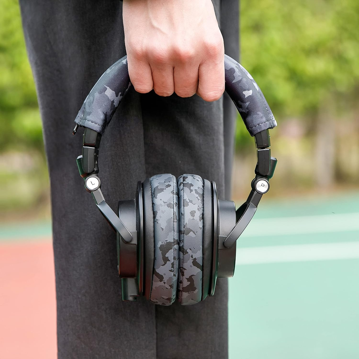 WC Bandz V2 Protective Headband Cover for Audio Technica ATH M Series Headphones - Machine Washable, No More Flaking Leather - Compatible with M50X / M50XBT / M50 / M40X & More | (Black Camo) - 90'S Black image number 5