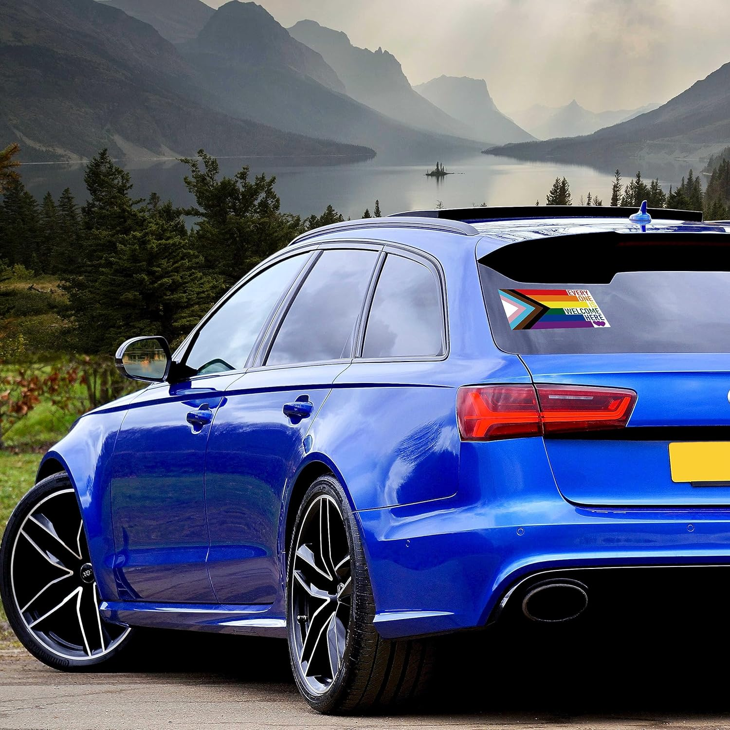 5 PCS Everyone Is Welcome Here Progress Pride Flag Sticker,Lgbtq Rainbow Banner Decal for Car Bumper Window Laptop - Pride_Welcome image number 6