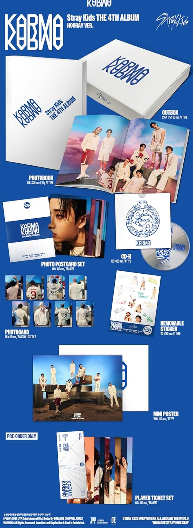 Stray Kids KARMA 4Th Album Standard Random Version Outbox+Cd+Photobook+Postcard+Photocard+Sticker+Mini Poster on Pack+Tracking Sealed SKZ image number 2