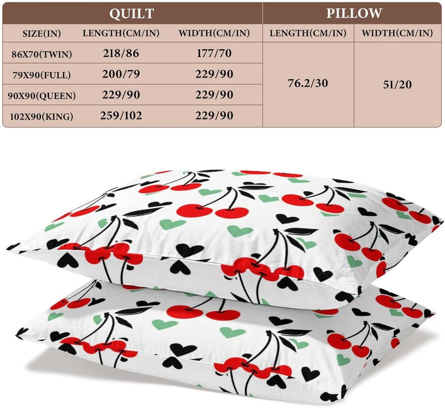 Delerain Comforter Set Queen Size, Red Cherry Print 3-Piece Bedding Set for Women Men Modern Soft Microfiber Bedroom Set Room Decor, 1 Duvet Cover + 2 Pillowcases image number 3