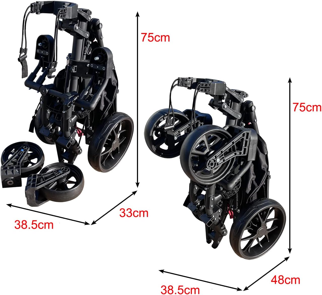 Caddytek Caddycruiser ONE-S Pro One-Click Folding 4-Wheel Golf Buggy with 360-Degree Swivel Front Wheel - Black + Removable Seat - 12-Month Australian Warranty &hellip;