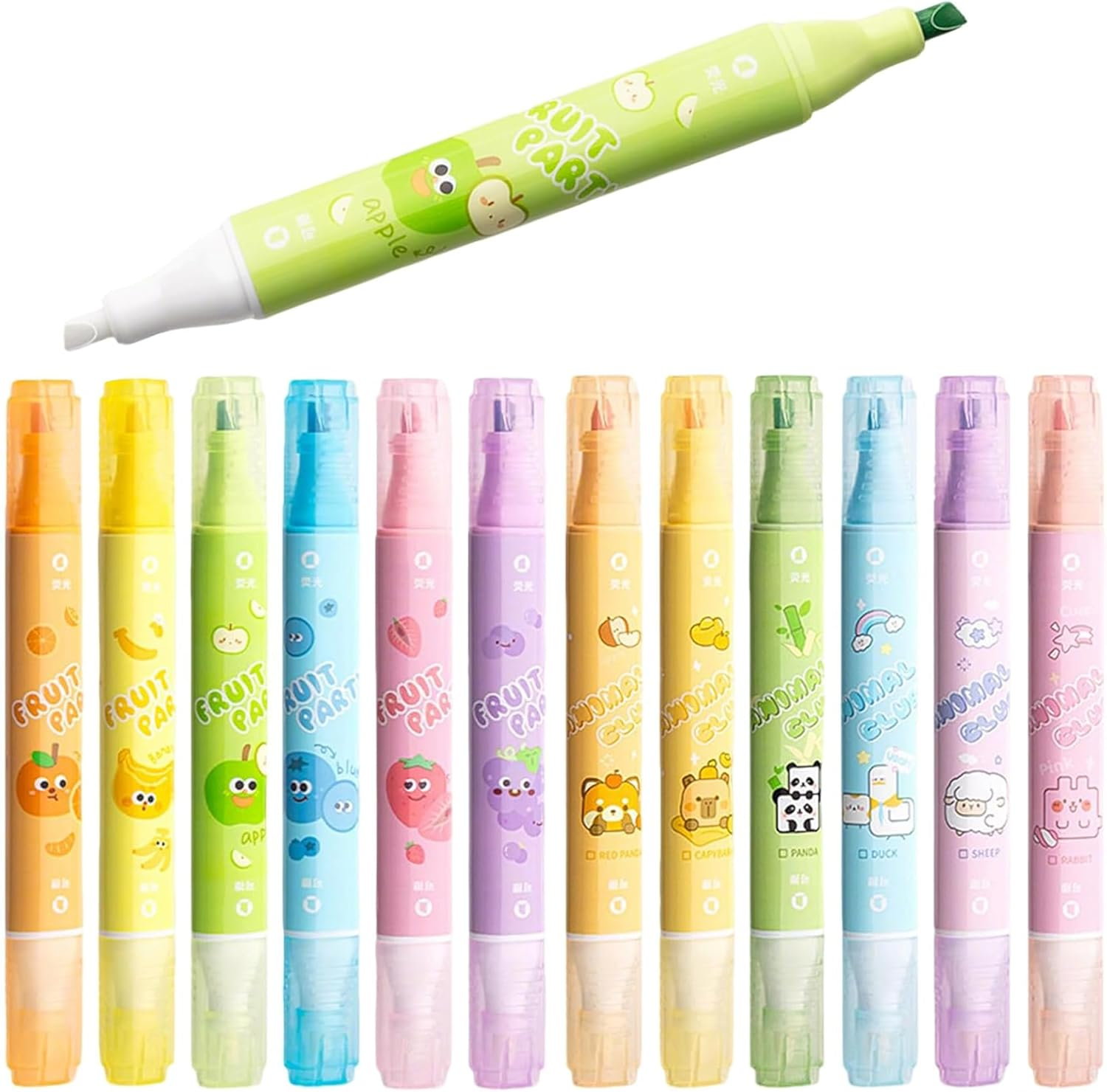 12Pcs Erasable Highlighter, Betterjonny Pastel Highlighters,Cute Dual Tip Assorted Color Highlighter Pens Wrong Color Can Be Corrected with the Other End Pens for Journals,Notebooks, Office image number 3