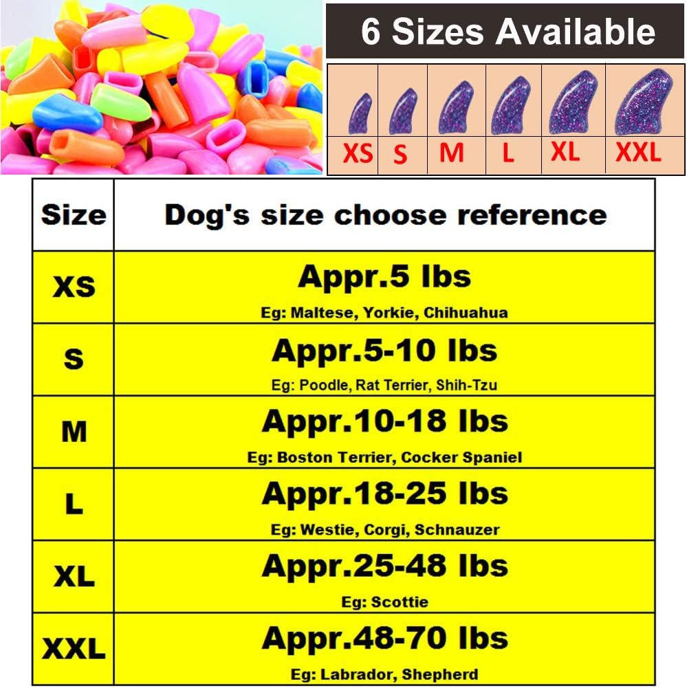 100Pcs Pet Puppy Dog Nail Soft Claw Paws Covers Caps, Control Paws Claws Covers of 5 RANDOM+ 5 Adhesive Glue,Xxl image number 2