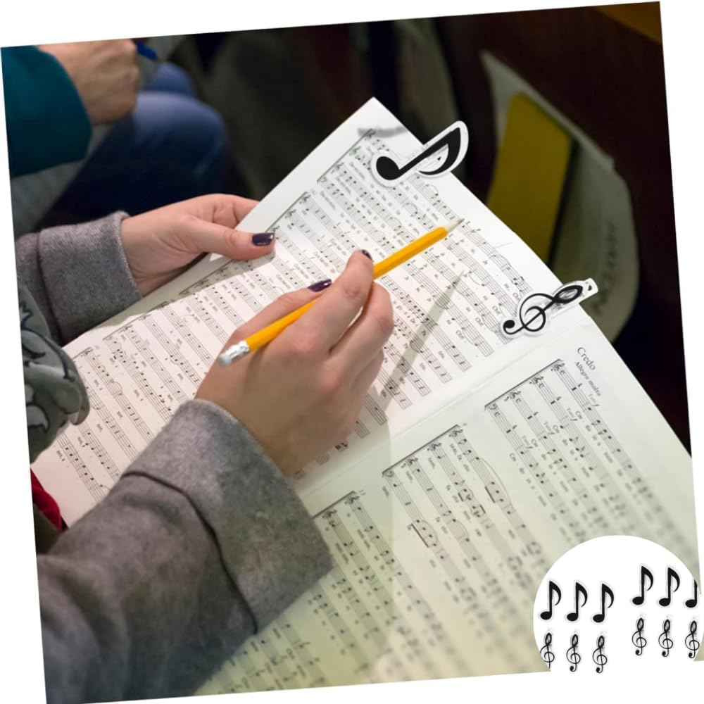 DACUAN 12 Pcs Sheet Music Book Clip Music Book Clamp Keyboard Books Clip Stationery Book Clip Alloy Black image number 4