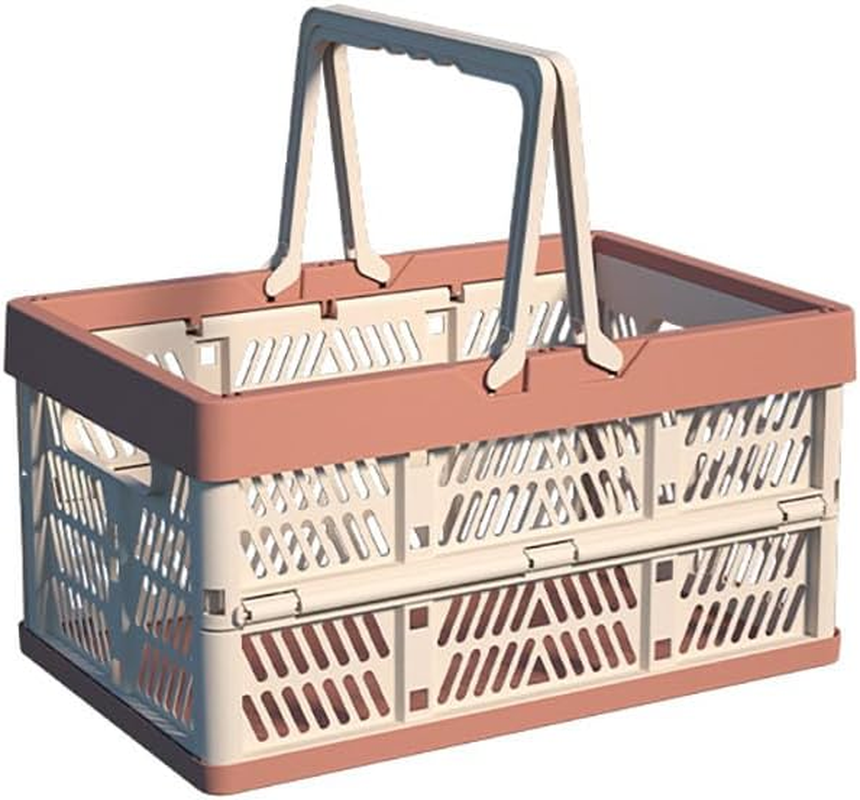 AIMALL Foldable Picnic Basket, Portable Shopping Basket for Vegetables and Fruits, Durable Plastic in 3 Colours, 12"X8"X6.5"