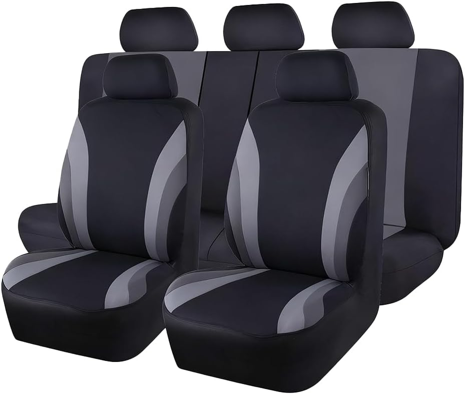 Sandfren Car Front Seat Covers Only, Sports Breathable Mesh Vehicle Front Seat Protectors with Removable Headrest Covers, Auto Interior Protection Accessories, Universal Fit (Gray)