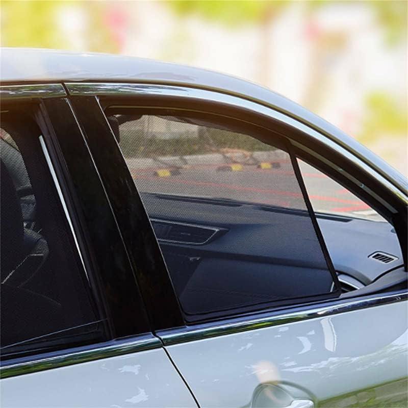 AIMALL 4PCS Magnetic Car Window Sun Shade Set for UV Protection &ndash; Front & Rear Side Window Curtain Covers, Black Mesh, Easy Install Stretch Sunshade image number 1