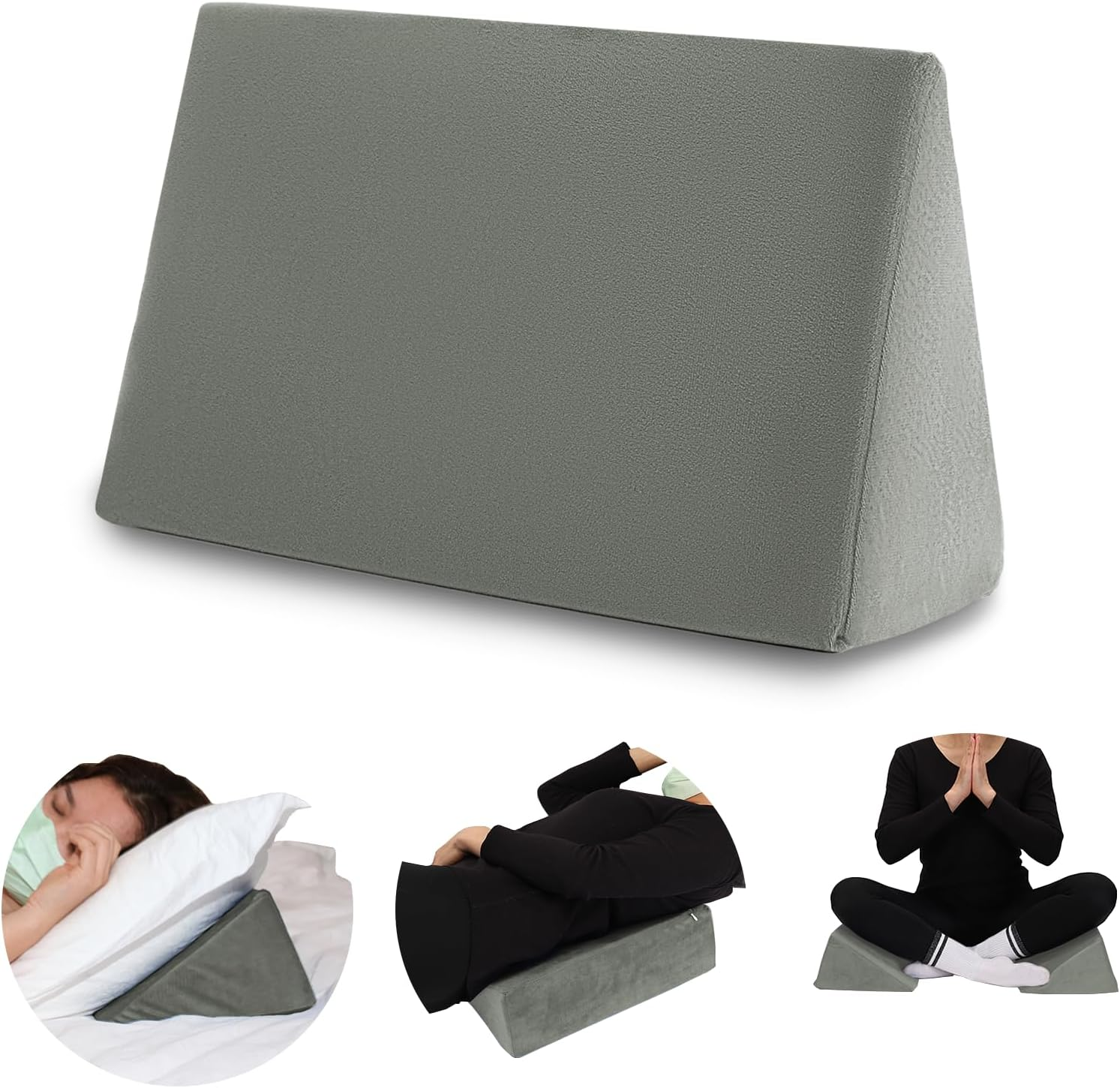 Small Wedge Pillow, Wedge Pillow for Bed Sores, Positioning Pillow, Positioning Wedge, Mini Pillow for Laptop and Yoga, Small Foam Wedge for Chair (1 Unit, Apricot)