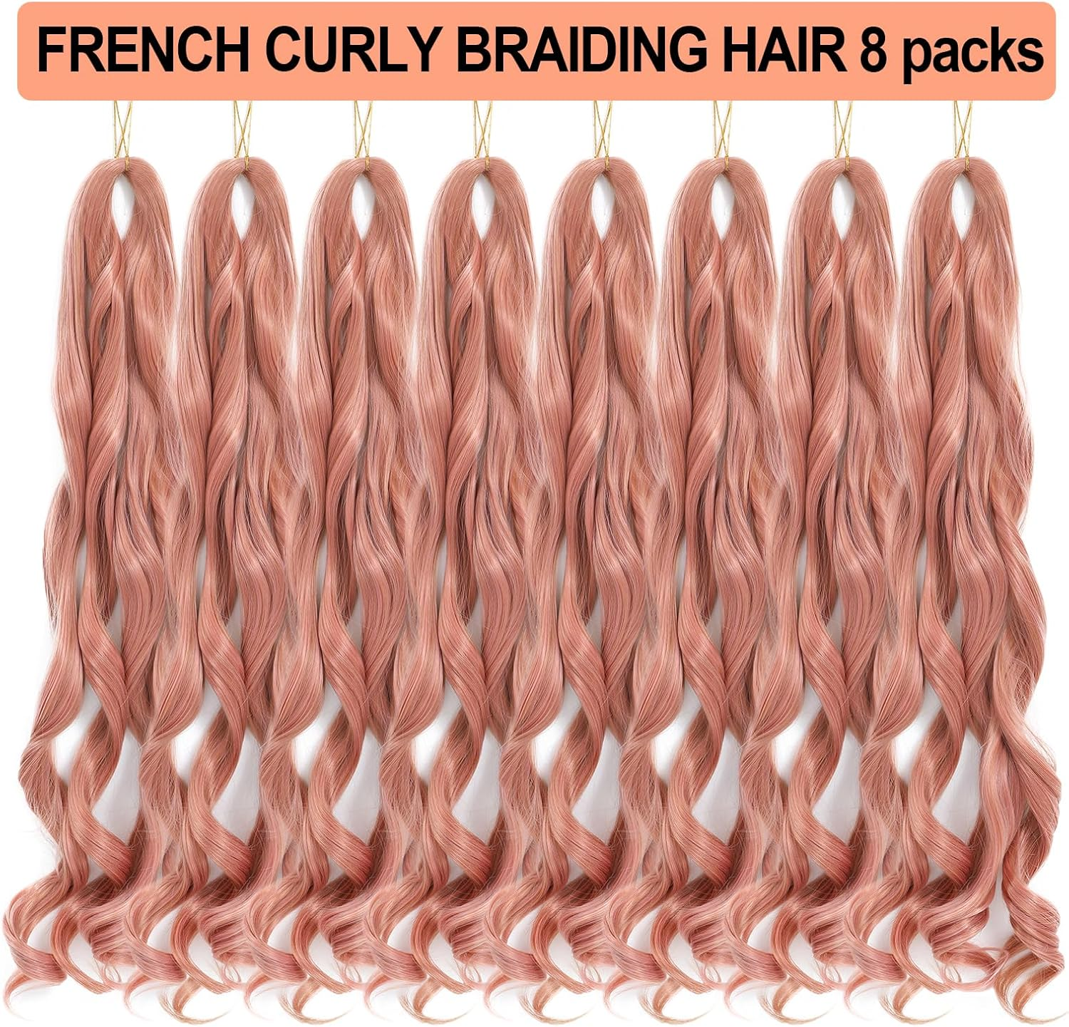 DT CHERYL French Curl Braiding Hair, 24 Inch 8 Pack Soft Curly Braiding Hair Extensions, Pre Stretched Bouncy Braiding Hair Loose Wave Braiding Hair for Women (MP2） image number 2