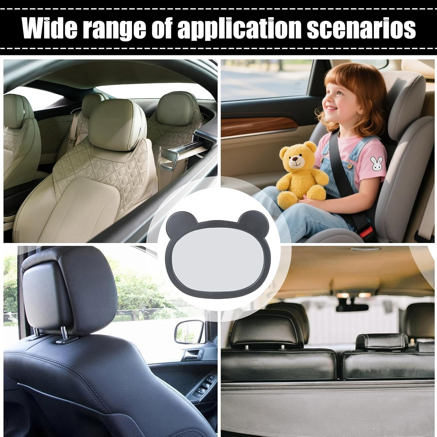 Car Seat Mirror for Baby Rear Facing 360 Degree Rotating,Backseat Baby Mirror Rear Facing - with Cartoon Frame Safety Shatterproof Rearview for Observation Travel Registry Stroller Daily Road Trips image number 1