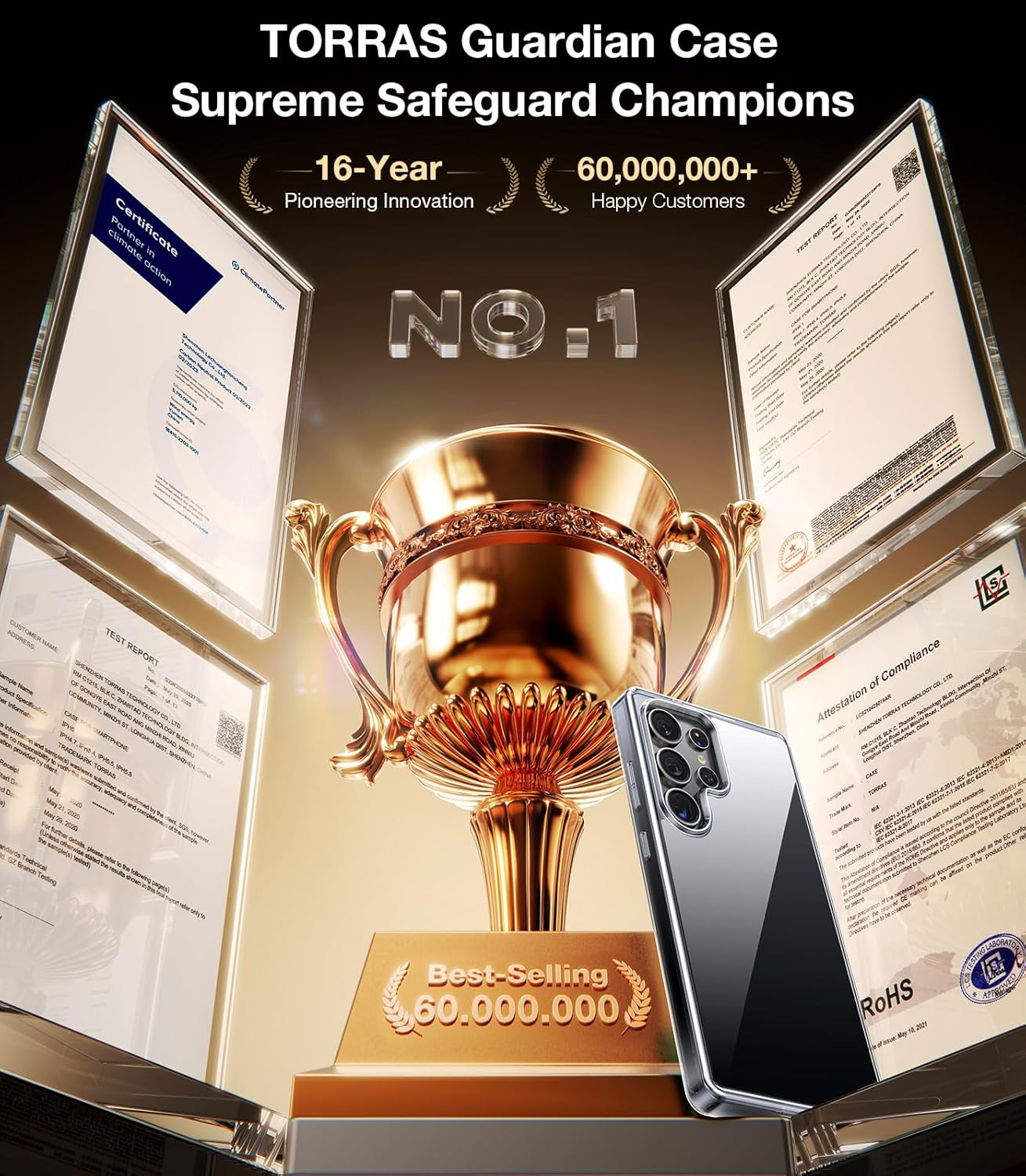 TORRAS Shockproof for Samsung Galaxy S25 Ultra Case 6.8'',12FT Military Grade Drop Tested, Protective Hard Semi-Clear Matte Back & Soft Edge Slim Galaxy S25 Ultra Clear Case Guardian Series, Clear image number 5