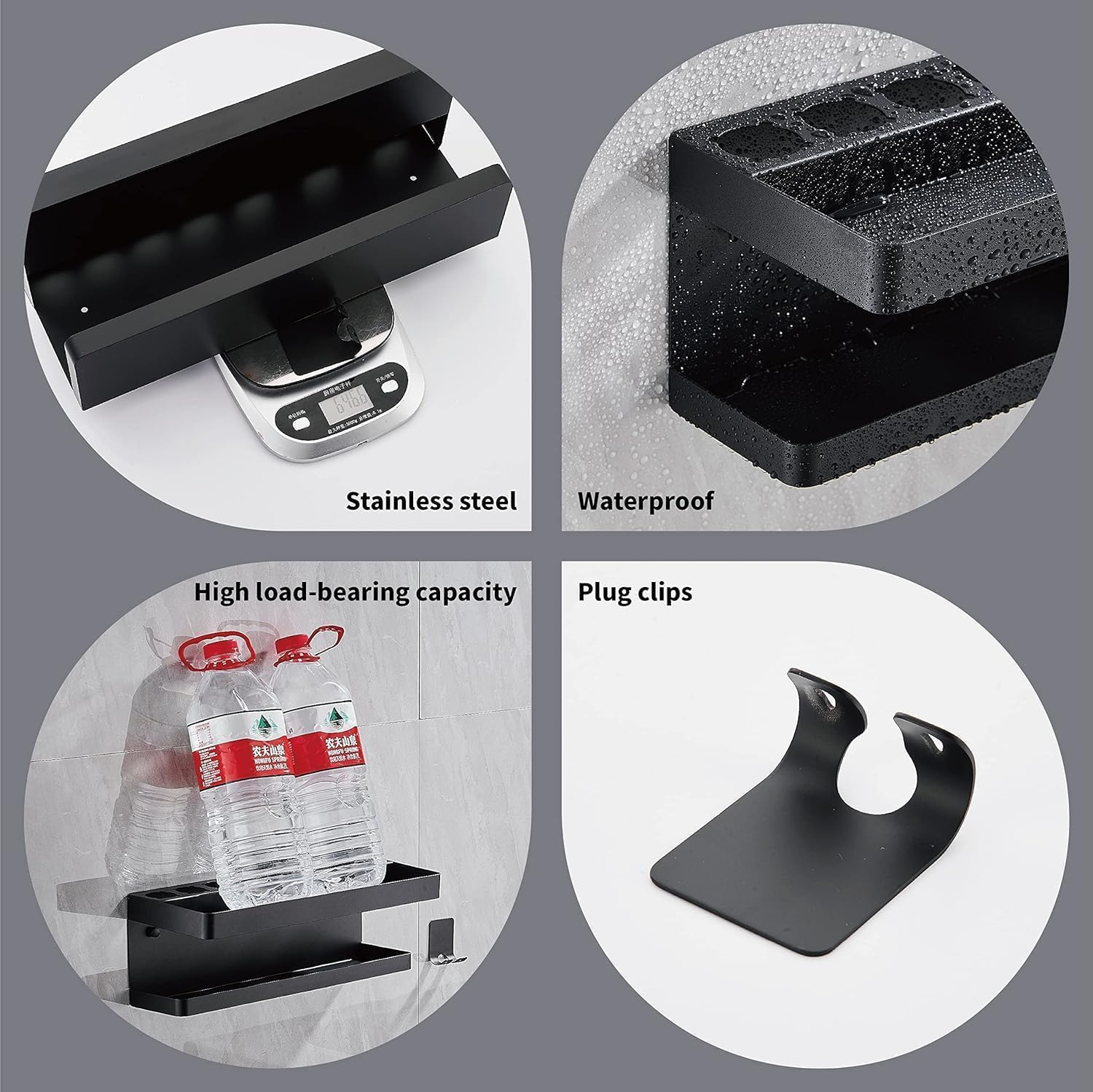 Wall Mounted Storage Holder for Dy Son SS304, Airwrap Curling Iron Accessories Wall Mounted Rack Bracket Stand for Dy Son SS304, for Bathroom Attachments Hair Dryer Organizer, 2 Layers (Black) image number 2