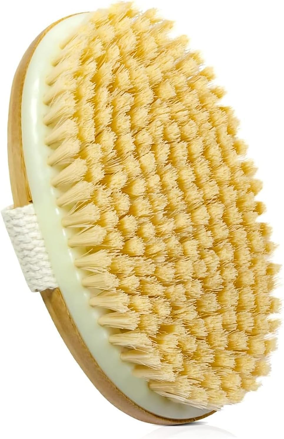 Bamboo Dry Body Brushes,Dry Body Scrubber for Skin, Blood Circulation, Cellulite Treatment,Drying Brush Suitable for All Kinds of Skin with Soft and Stiff Bristles(Ellipse,Round) (Round)