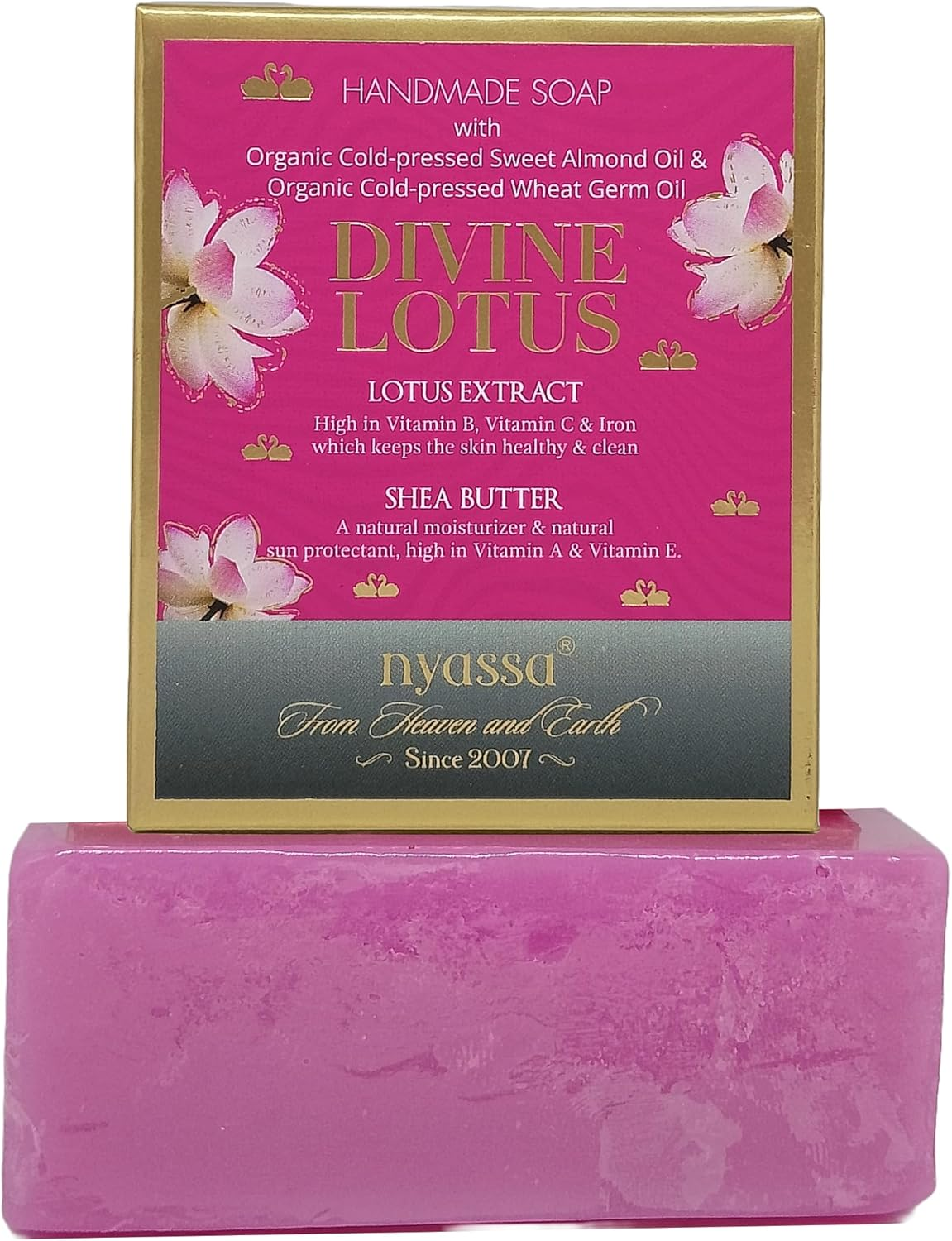 Nyassa Divine Lotus Handmade Soap with Natural Ingredients like Lotus Extracts and Almond Butter Floral Fragrance. No Paraben, Cruelty Free (150Gm) image number 1