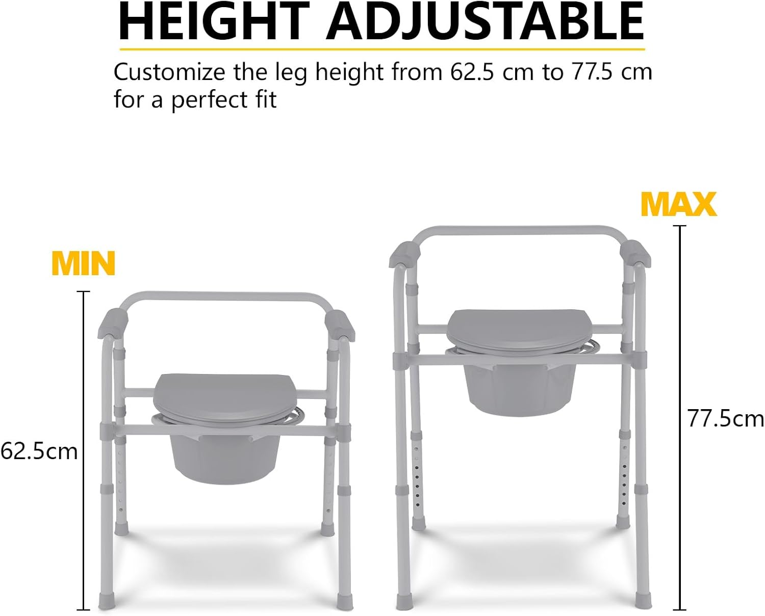 Altus Multifunction 3-In-1 Bedside Commode Toilet Raised Seat Safety Frame Height Adjustable Folding image number 1