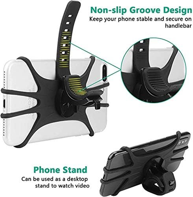 Bike Phone Mount, Silicone Bicycle Phone Holder, 360&deg; Adjustable, Face & Touch ID, Universal Motorcycle Phone Mount for All Phones image number 6