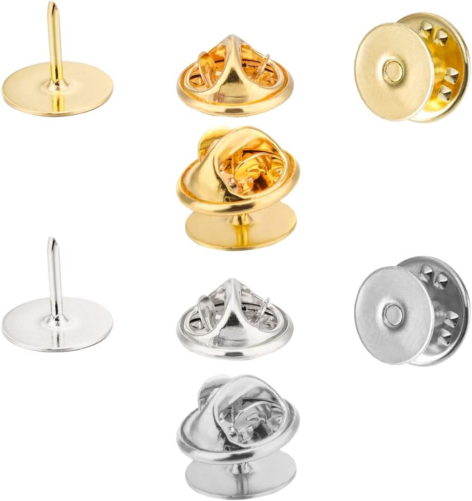 Yucool 60 Pcs Butterfly Clutch with Blank Pins, Metal Pin Backs Replacement for Craft & Jewelry Making image number 1