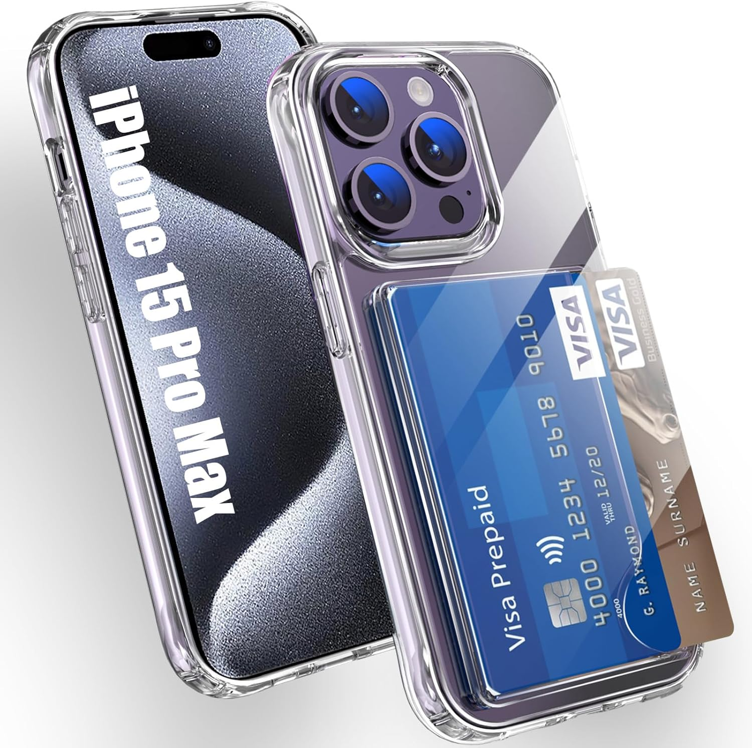 Wallet for Iphone 8 plus Case,Iphone 7 plus Case with Credit Card Holder,Up to 2 Cards,Anti-Yellowing,Shockproof Protective Soft Tpu+Hard PC Slim Phone Case for Iphone 8 Plus/7 Plus,Clear image number 5