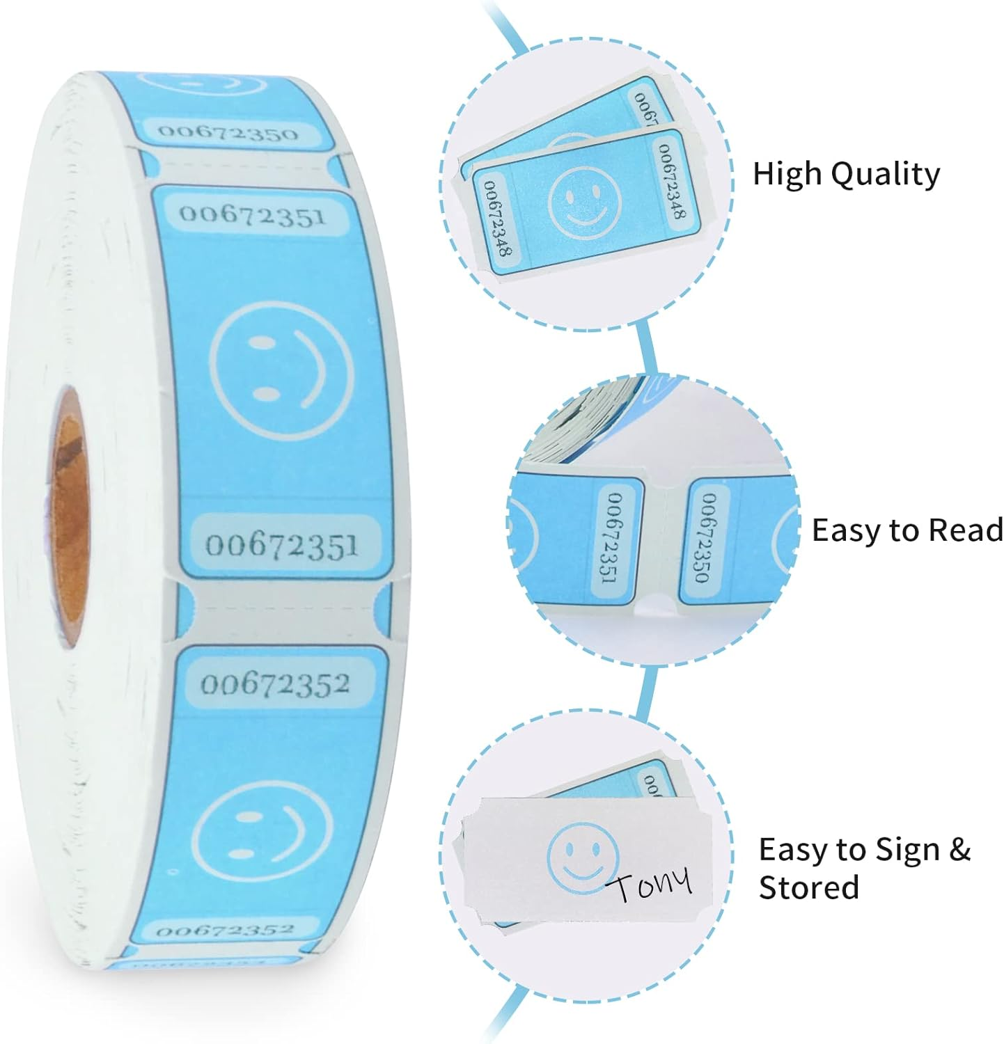 L LIKED Smile Raffle Tickets Roll,1000 Tickets per Roll,Each Tickets 1"X2" for Events,Entry,Class Reward,Prizes(Blue) - Green-1000 Tickets image number 4
