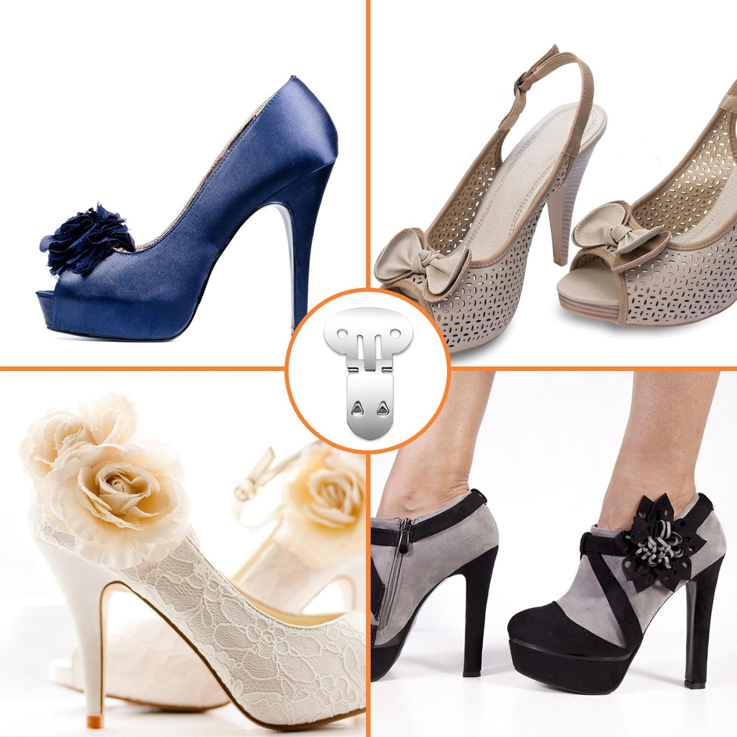 Shoe Clips 30 Pcs Stainless Steel Blank Shoe Clips Silver Metal Shoe Clamps Flat Decorative Shoe Buckles for DIY Craft Projects image number 1