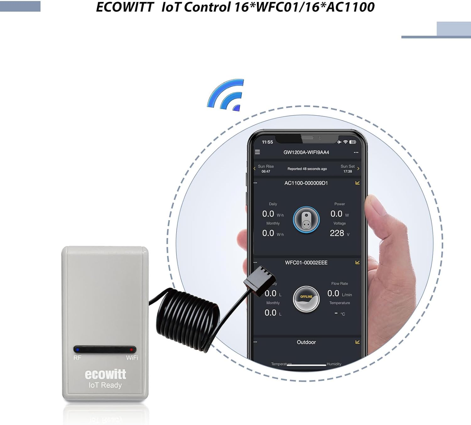 ECOWITT Smart Watering Timer Kit GW1208, Includes WFC01 Sprinkler Timer and GW1200 Iot Gateway,433 Mhz image number 3