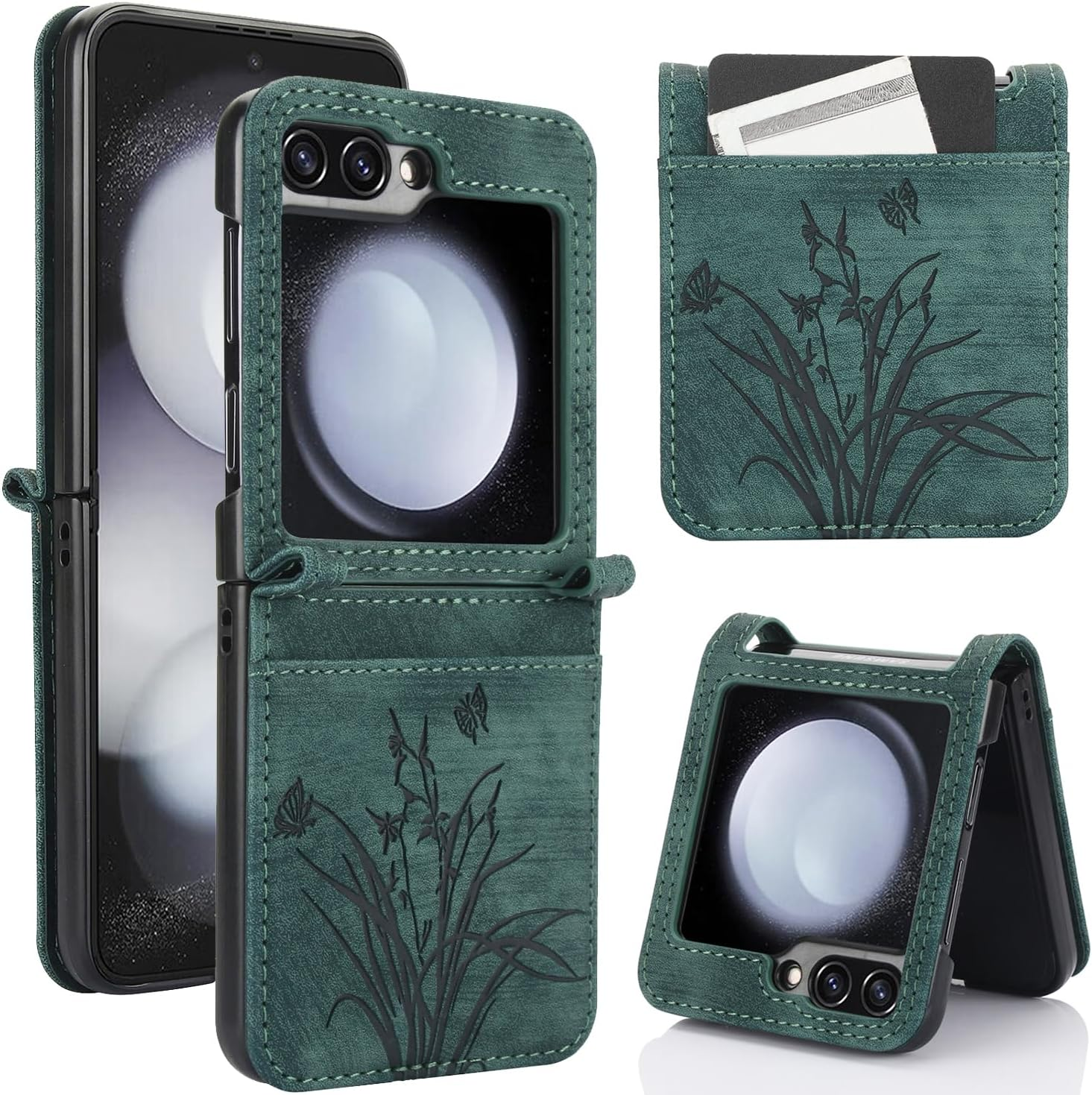 KQXG Case for Samsung Galaxy Z Flip 7 Fe/Samsung Galaxy Z Flip 6 - Shockproof Protective Case, Mobile Phone Case Made of Synthetic Leather, PC Inner - Blue