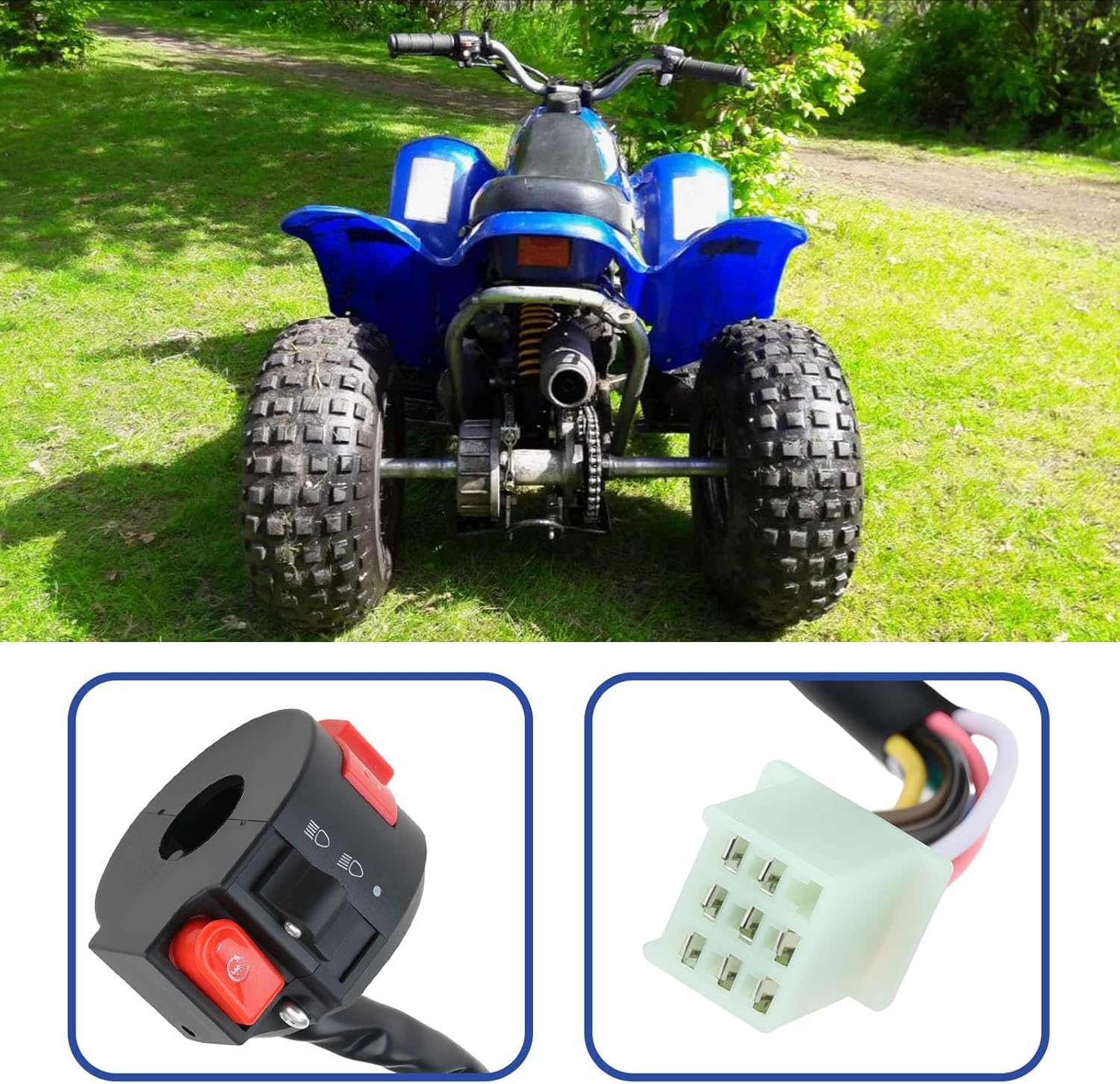 Emsea 8-Wire ATV Kill Light Start Switch Compatible with 50Cc&ndash;110Cc Quad Bike 7/8" Handlebar Compatible with Kazuma Model