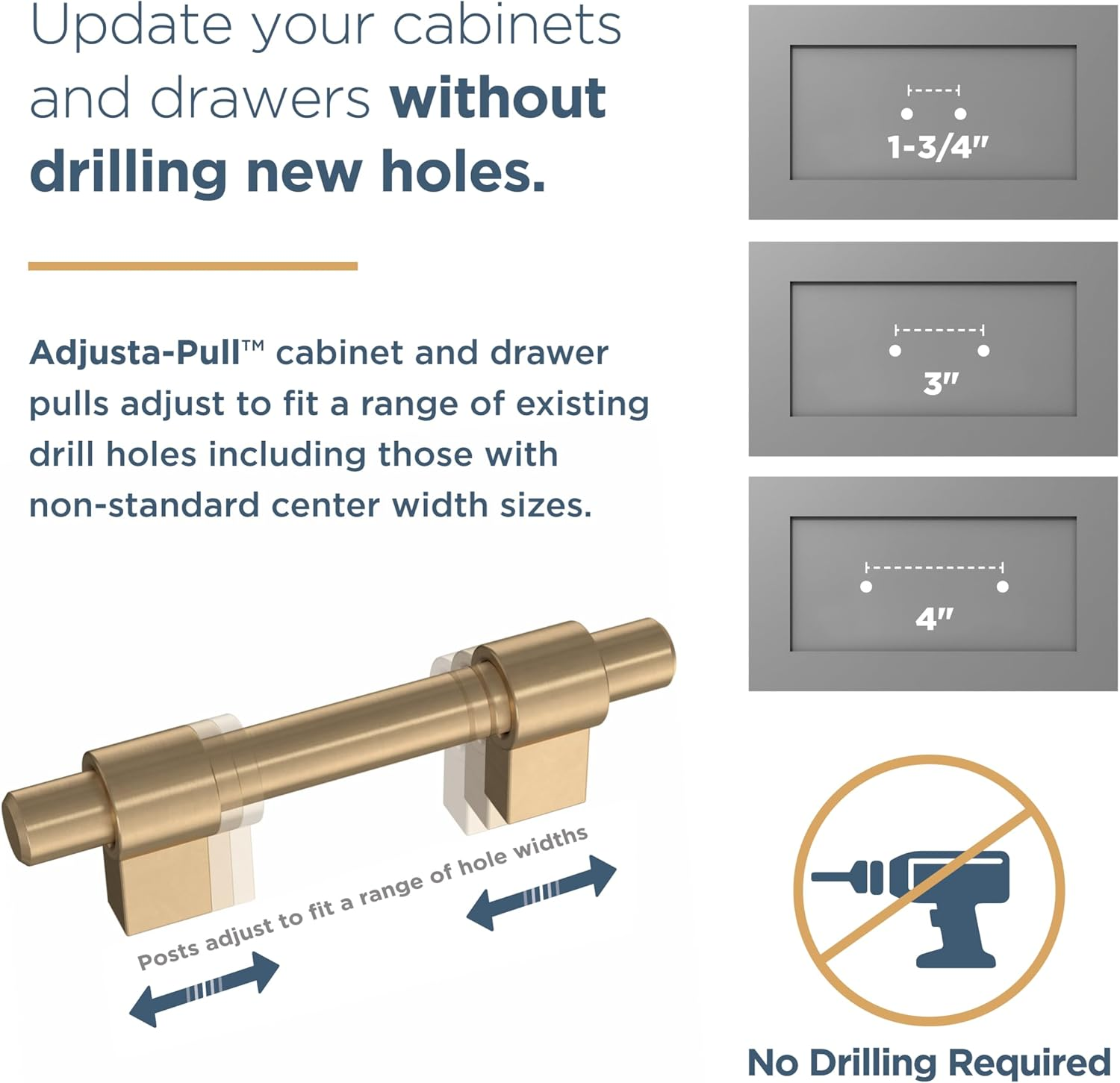 Franklin Brass Square Bar Adjustable Cabinet Pull, 1-3/8" to 6-5/16" (35-160Mm), 5-Pack, Satin Nickel P44368-SNM-B image number 5