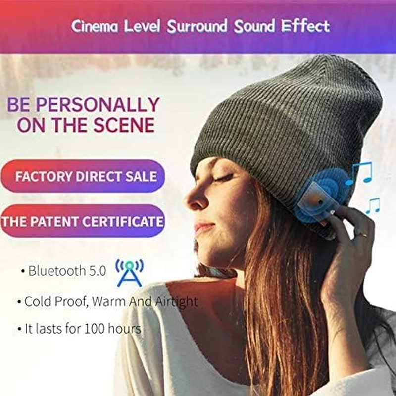 ZRUHIG Bluetooth Beanie M&uuml;tze Mit Kopfh&ouml;rern Bluetooth Musik Hut Wireless M&uuml;tze Ausgestattet Mit Bluetooth 5.0 Superior F&uuml;r Herren&Frauen Sport, Weihnachten&Geburtstags Geschenk&hellip; image number 2