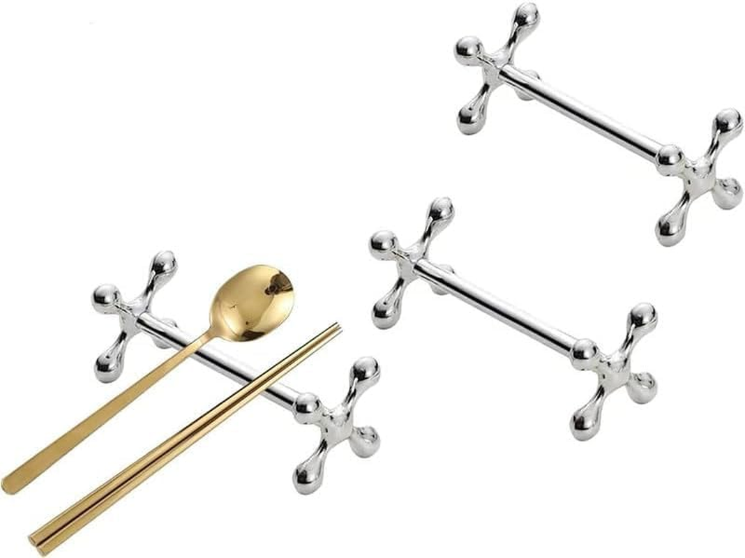 Zinc Alloy Chopsticks Rest Spoons Stand Forks Knifes Holder Rack Stand, 3Pcs Chopsticks Rest Holder Knife Rest Fork Stand Spoon Tableware Rack,Chopstick Rest Pillow Zinc Alloy Chopsticks Racks Stands image number 2