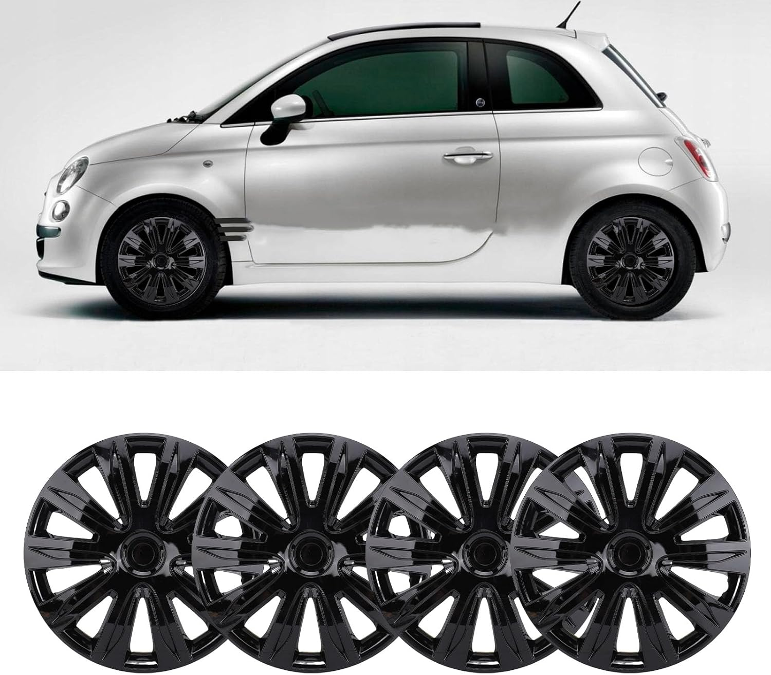 16 Inch Wheel Hub Cap, 4Pcs Universal Fit for Steel Wheels with Design ABS Plastic Durable Rim Cover Car Truck SUV (Black) - Black image number 2