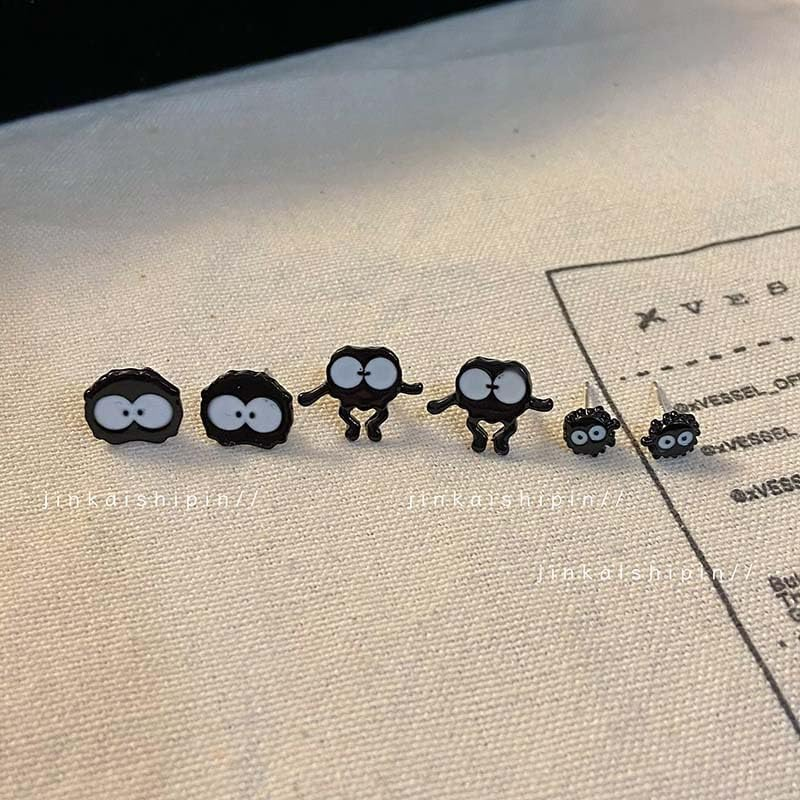 Hofar 6Pc Black Cute Cartoon Dangle Earrings Earrings for Women Suitable to Party Fashion Dangle Earring Gift for Women Girls, Zinc, No Gemstone image number 5