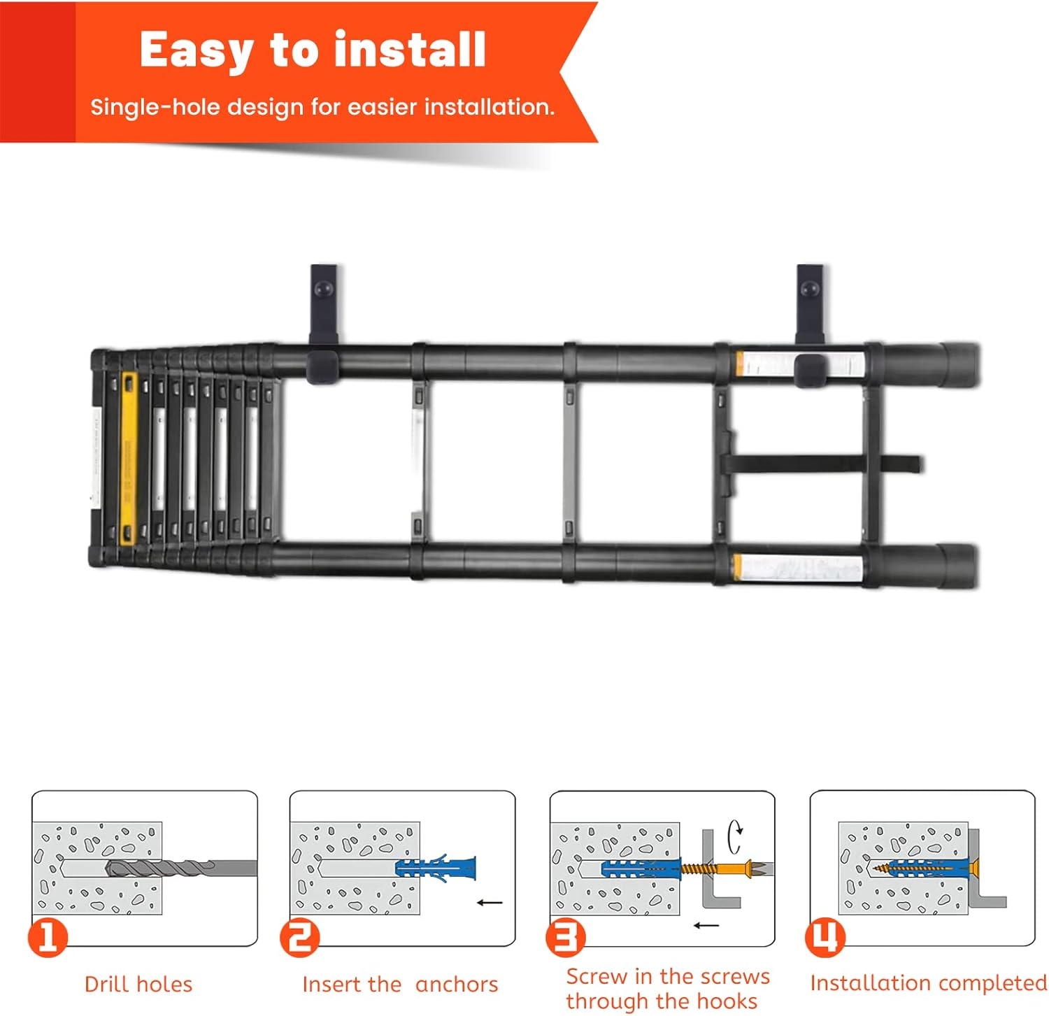 Sunvfafa 4 Pack Garage Storage Hooks, Ladder Hangers, Steel Wall Mount Hooks, Utility Hooks for Hanging Heavy Duty Shed Tools, Ropes, Garden Hoses, Shovel, Bulk Items, Etc.（88Lbs, 4Inch）