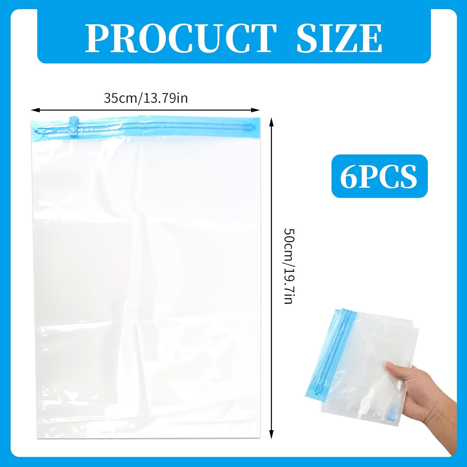 6-Pack Travel Space Saver Bags - 35X50Cm Compression Packing Organizers for Clothes, Comforters, and Towels - No Vacuum Needed, Roll-Up Compression Storage for Efficient Packing image number 4