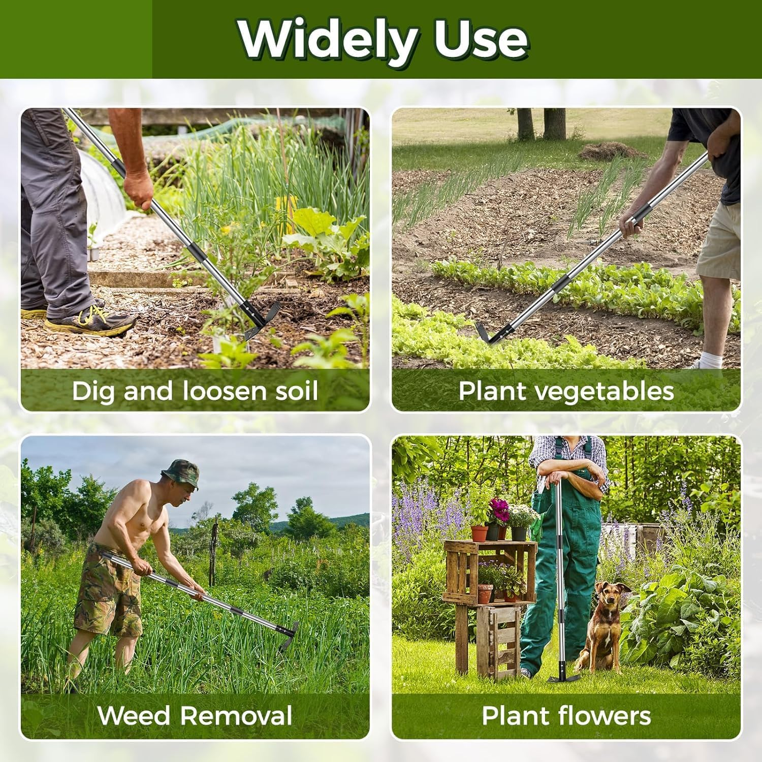 Weed Puller Tool with Long Handle, 150CM Weed Remover Weeding Tool, Heavy Duty 2 in 1 Manual Weed Rake and Garden Hoe, Gardening Weeder Tools for Yard, Lawn, Patio, Garden image number 2