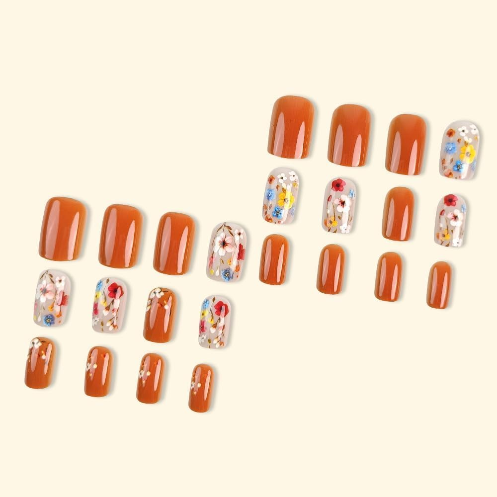 ＴＩＺＹＦＦ Press on Nails, Sweet and Cool Floral Fake Nails, Artificial Nails for Women and Girls -24 Pc image number 2