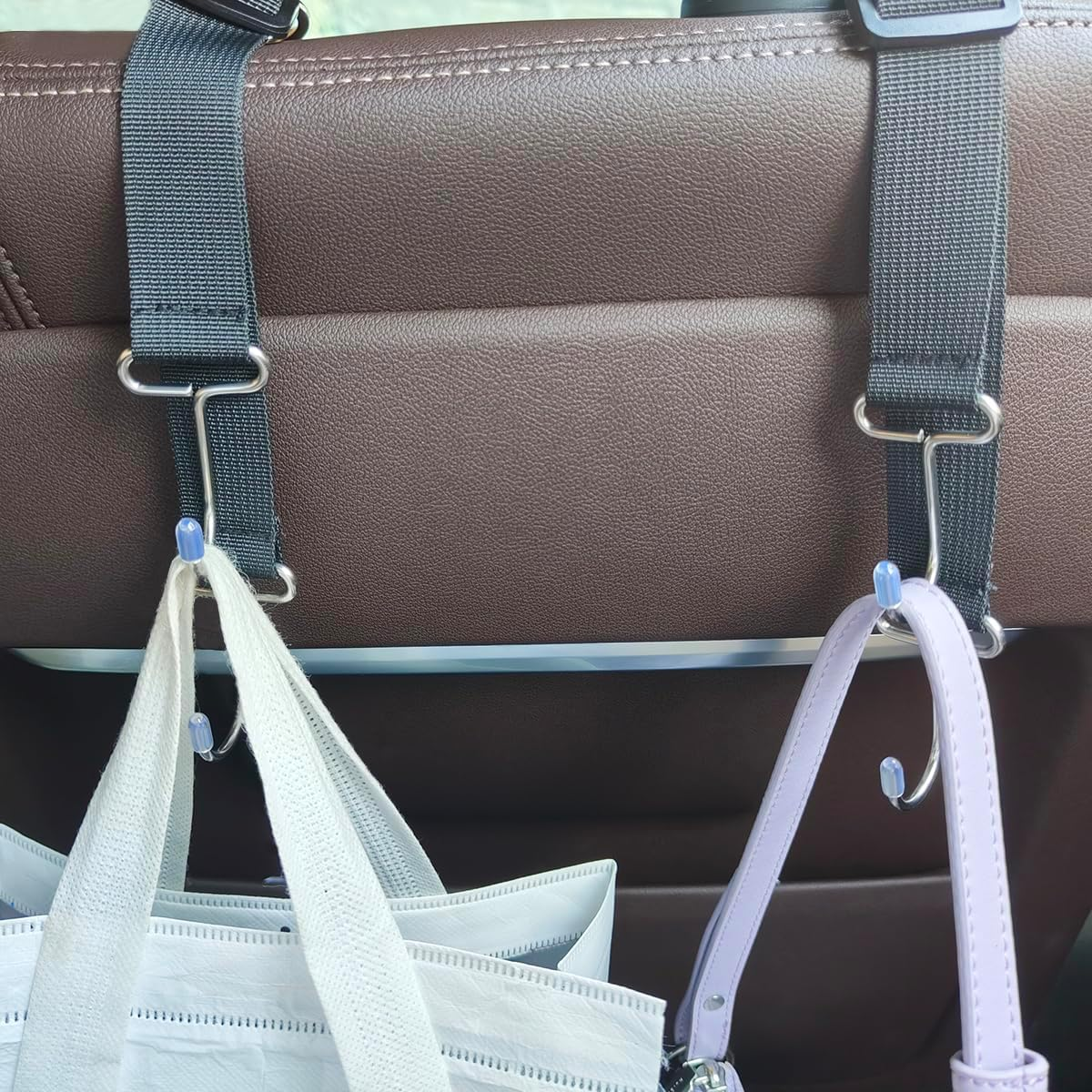 Maxin 4 PCS Car Purse Hook/Holder,Contains 2 Torches and 2 Triangular Hooks, Car Seat Headrest Hooks for Purses and Bags, Adjustable Hidden Metal Hooks for Car Handbag. image number 4