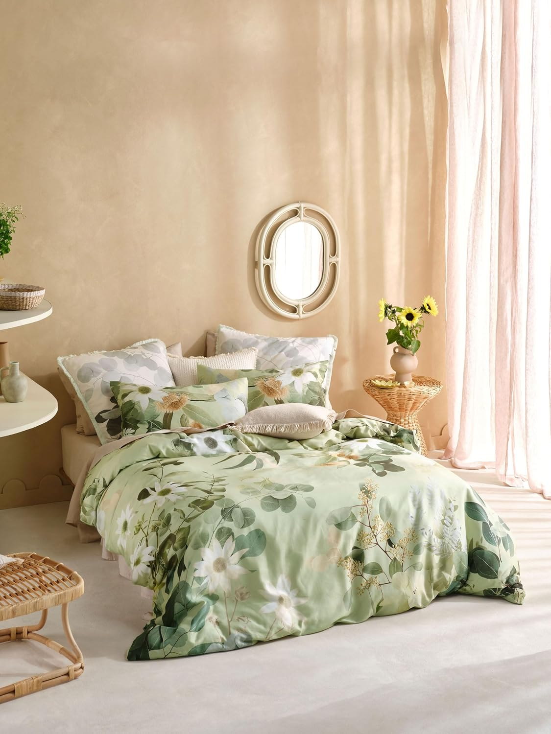 Linen House Priscilla Quilt Cover Set, Green, King Bed