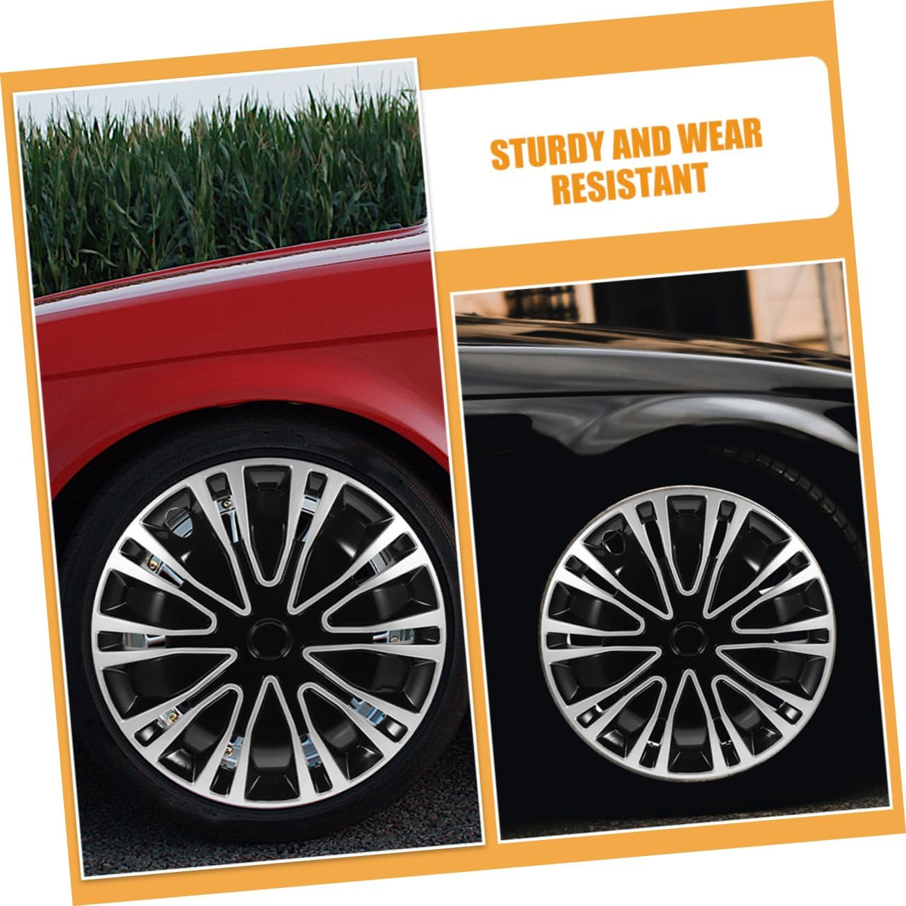 CVUTOVO 2Pcs 12 Inch Decorative Hubcaps for Cars Universal Wheel Rim Covers Automotive Hubcap Replacement with Sturdy Design for Vehicle Upgrades image number 1