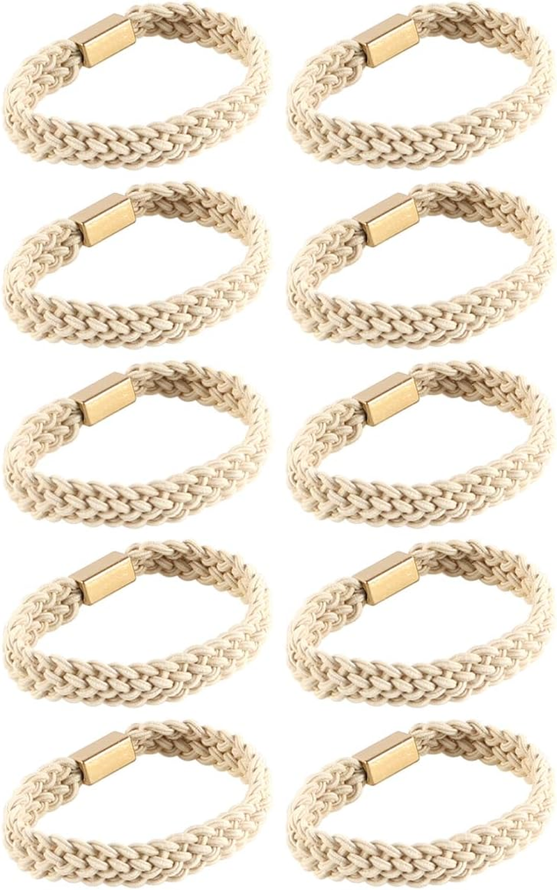 Laroal Hair Scrunchies Set 10 Pieces Soft Elastic Cords No Damage Elastic Hair Ties Ponytail Holder Stretchy Hair Bands Headband Accessories for Girls Women (Beige) image number 3