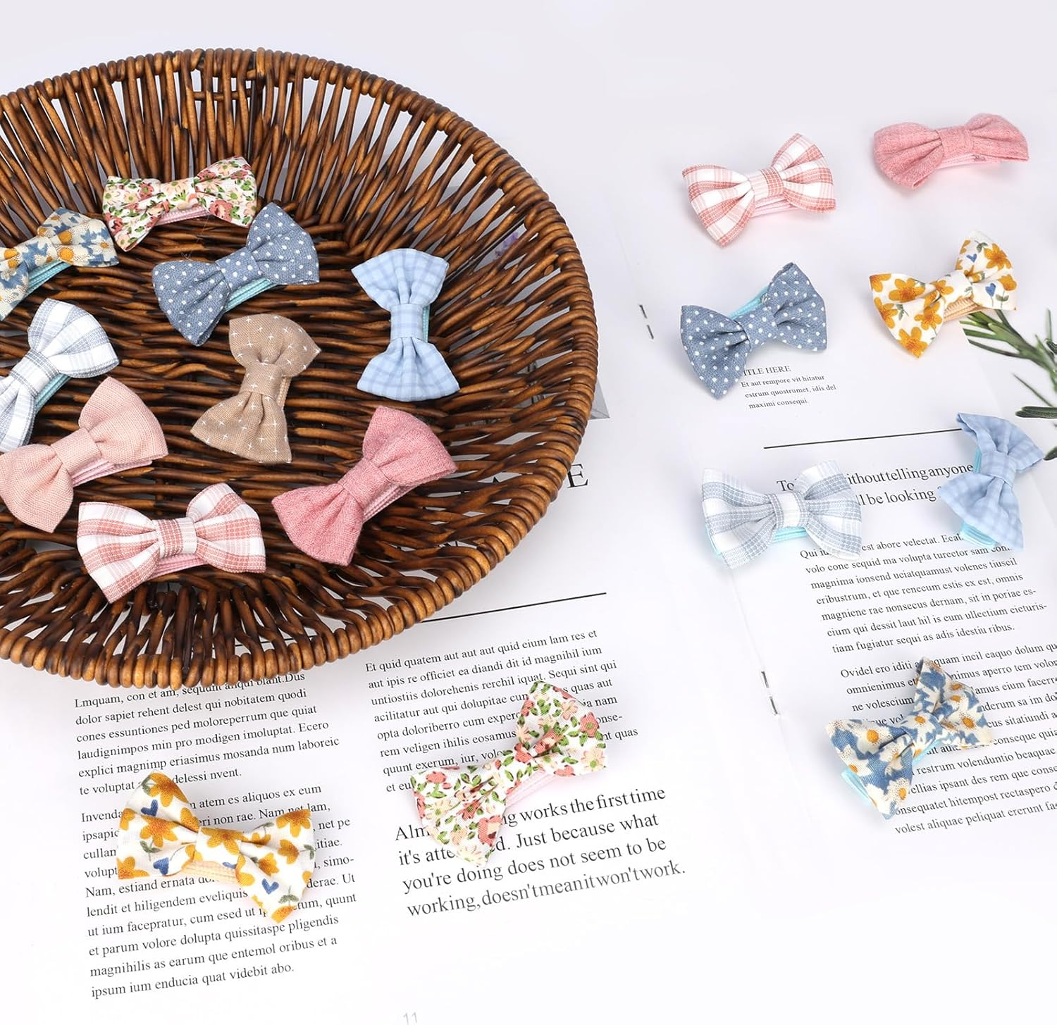 JESSCAT 37 Pcs Hair Clips for Girls with Bows Flower, Fully Lined Alligator Clips and Barrettes, Fabric Handmade Barrettes Hair Accessories for Girls Baby Infants Toddler Kids image number 4