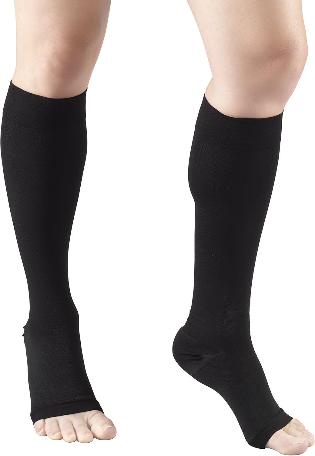 Truform 30-40 Mmhg Compression Stockings for Men and Women, Knee High Length, Open Toe, Black, 2X-Large image number 6